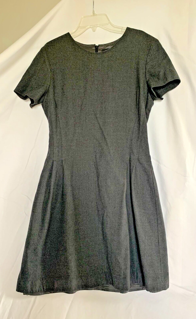 Theory Women's Gray Corset Tee Dress Size 8 Virgin Wool Flannel Office Career